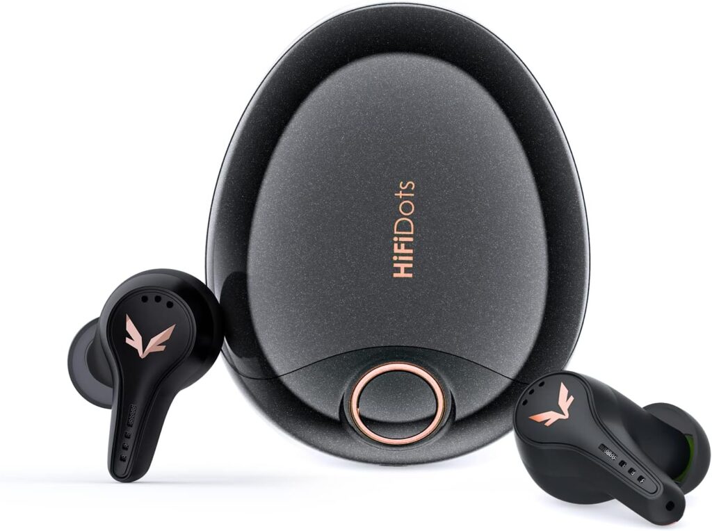 mifo FiiTii HiFiDots aptX Auriculares inalámbricos sin pérdidas, Bluetooth 5.3, auriculares adaptables con cancelación activa de ruido, auriculares estéreo HiFi con función de carga rápida, controladores 1D+2BA con auriculares de control de aplicación