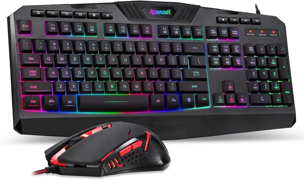 
Teclado para juegos Redragon S101, mouse M601, teclado para juegos retroiluminado RGB, mouse para juegos retroiluminado programable, conjunto combinado económico [nueva versión]