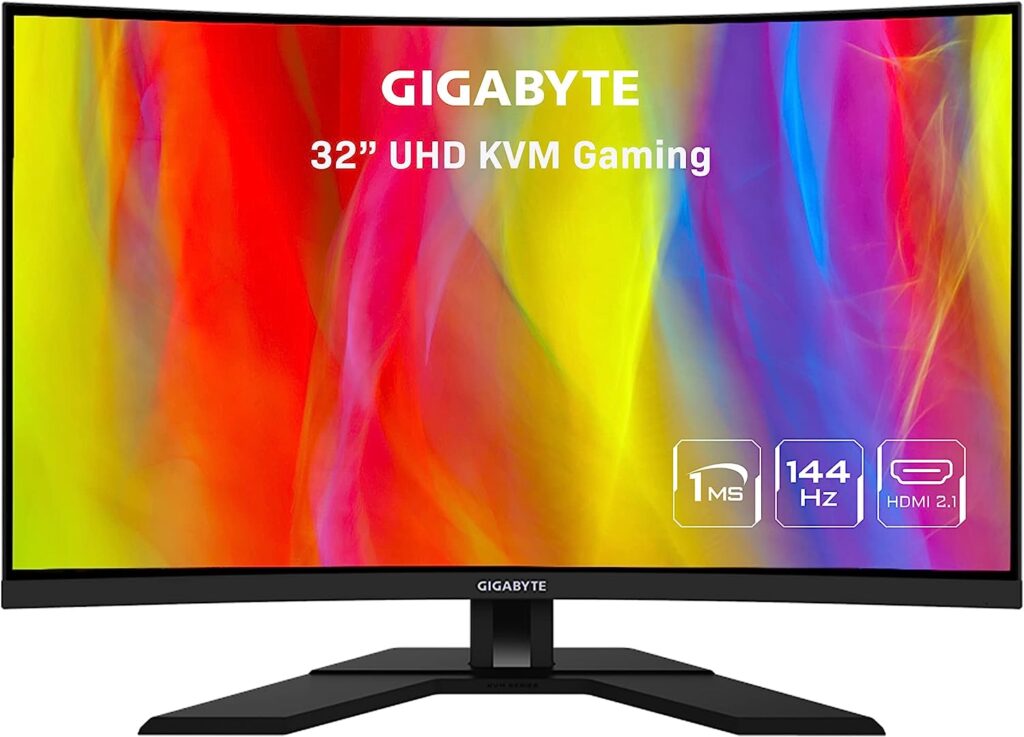 GIGABYTE M32UC 32" 4K UHD Curved Gaming Monitor 144Hz (160Hz OC), SS VA, 3840 x 2160 Display, 1ms Response Time (MPRT), 1 DisplayPort 1.4, 2 HDMI 2.1, 1 USB Type-C, 4 USB 3.2