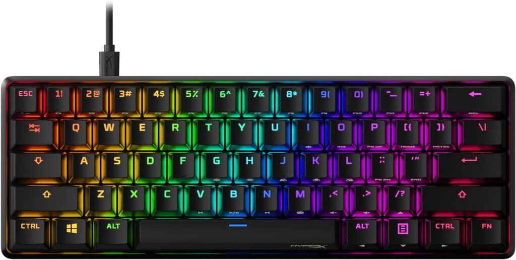 HyperX Alloy Origins 60 - Mechanical Gaming Keyboard - 60% Ultra-Compact Form Factor - Aqua Tactile Switch - Double Shot PBT Keycaps - RGB LED Backlighting - Compatible with NGENUITY Software, Black