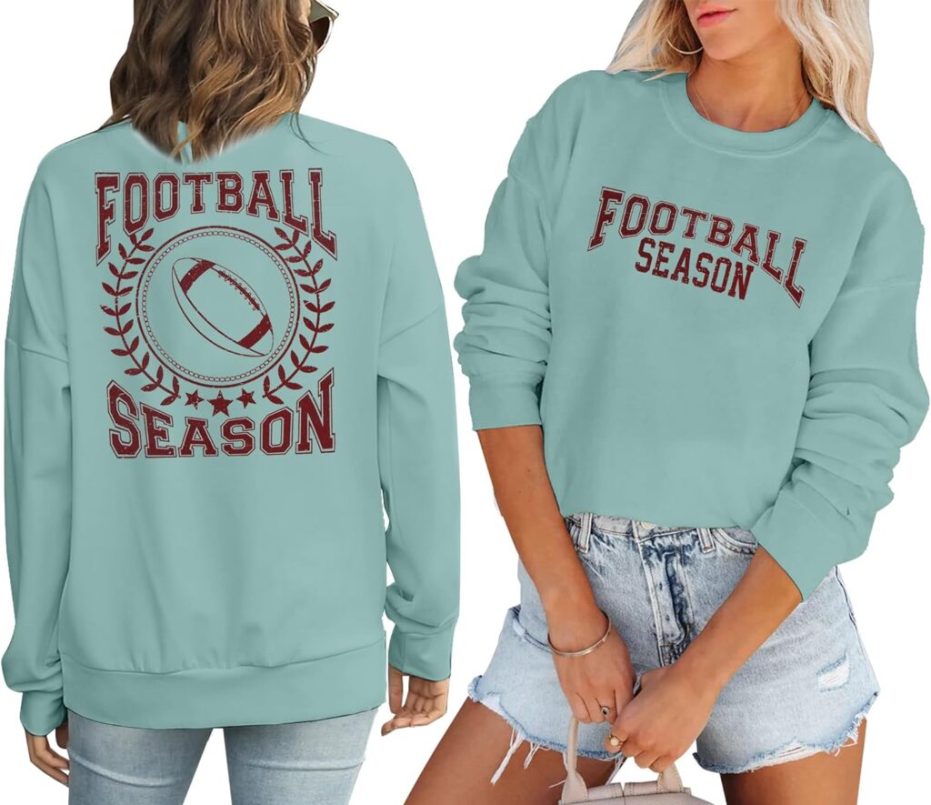 KORADIOR Women's Football Season Sweatshirt Game Day Long Sleeve Shirt Sunday Funday Hoodie Soccer Crewneck Pullover