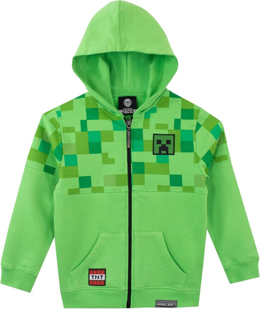 Minecraft Hoodie | Creeper Hoodies for Kids | Zip-up sweatshirts for kids | Children's play clothes