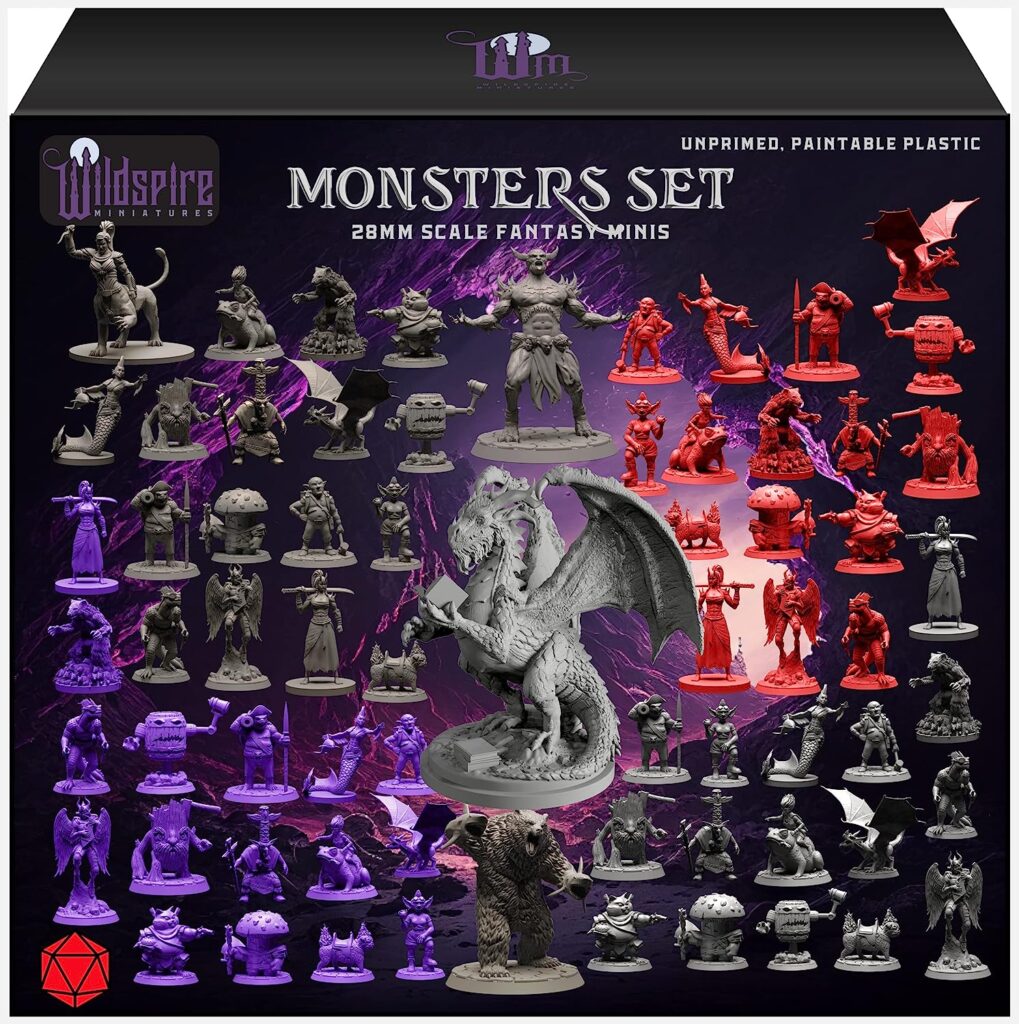 Wildspire Fantasy Miniatures & Bookish Dragon for DND Miniatures DND Monsters 28mm Bulk Dungeons and Dragons Miniatures D&D Miniatures Monsters...