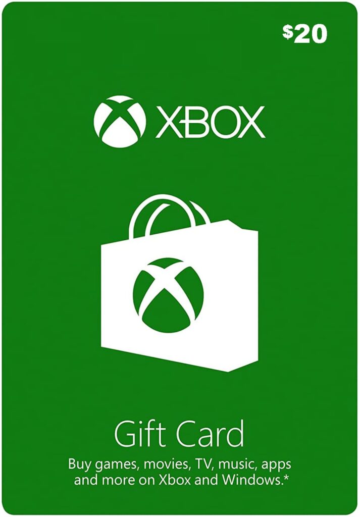 Xbox Gift Card Code: $20 (code only)