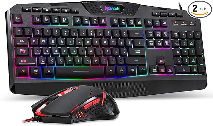 Redragon S101 Gaming Keyboard, M601 Mouse, RGB Backlit Gaming Keyboard, Programmable Backlit Gaming Mouse, Value Combo Set [New Version]