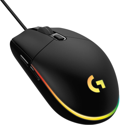 Logitech G203 Wired Gaming Mouse, 8,000 DPI, Rainbow Optical Effect LIGHTSYNC RGB, 6 Programmable Buttons, On-Board Memory, Screen Mapping, PC/Mac Computer