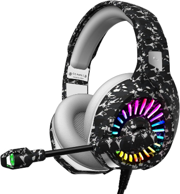 ZIUMIER Camo Gaming Headset for PS4, PS5, Xbox One, PC, Laptop, Mac, Nintendo, 3.5MM Wired Gaming Headphones with Microphone, Bass Surround, LED Light